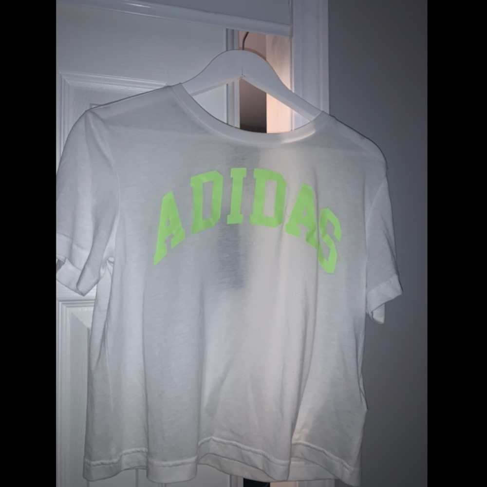 Adidas White/Green Crop Top